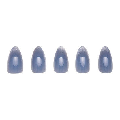 Baby Blues press-on nails close-up texture detail - cat-eye velvet finish, US shipping