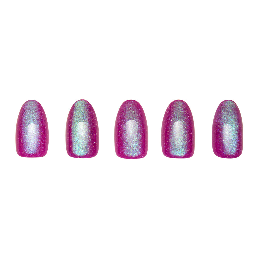 Berry Fizz press-on nails close-up texture detail - cat-eye velvet finish, US shipping