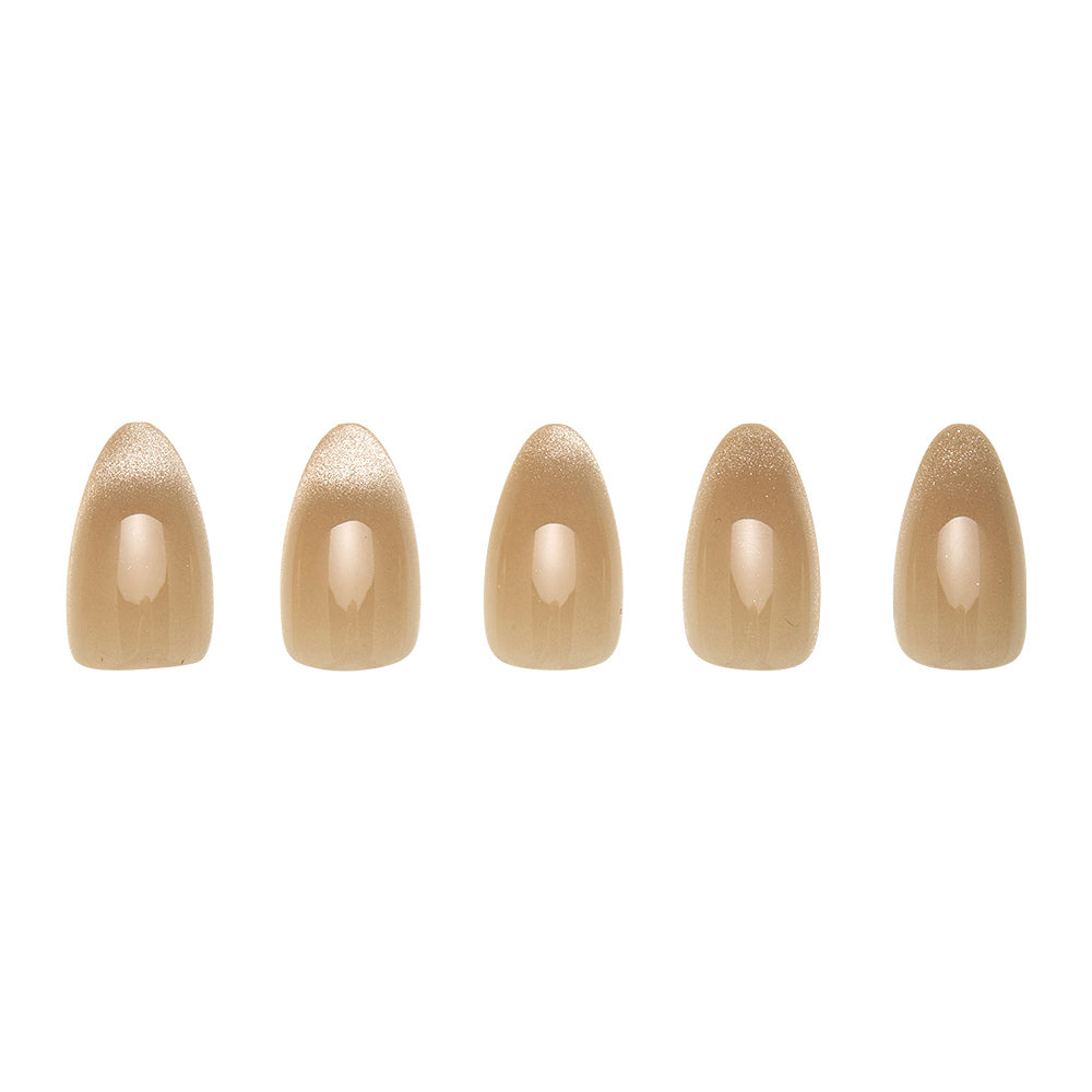 Honey Bun press-on nails close-up texture detail - cat-eye velvet finish, US shipping