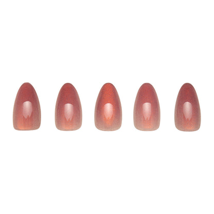Rosé press-on nails close-up texture detail - cat-eye velvet finish, US shipping