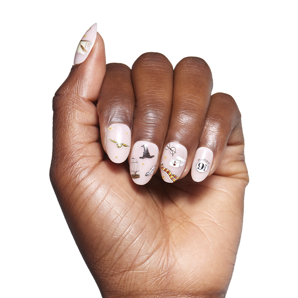 Hogwarts™ press-on nail set - XS to L sizing, soft neutral design