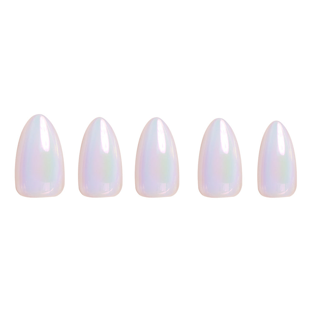Entranced press-on nails close-up texture detail - milky cloud dancer finish, US shipping