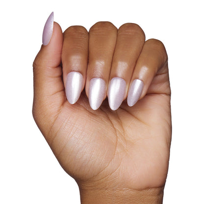Selenite press-on nails on hand - lifestyle photo, cat-eye velvet finish