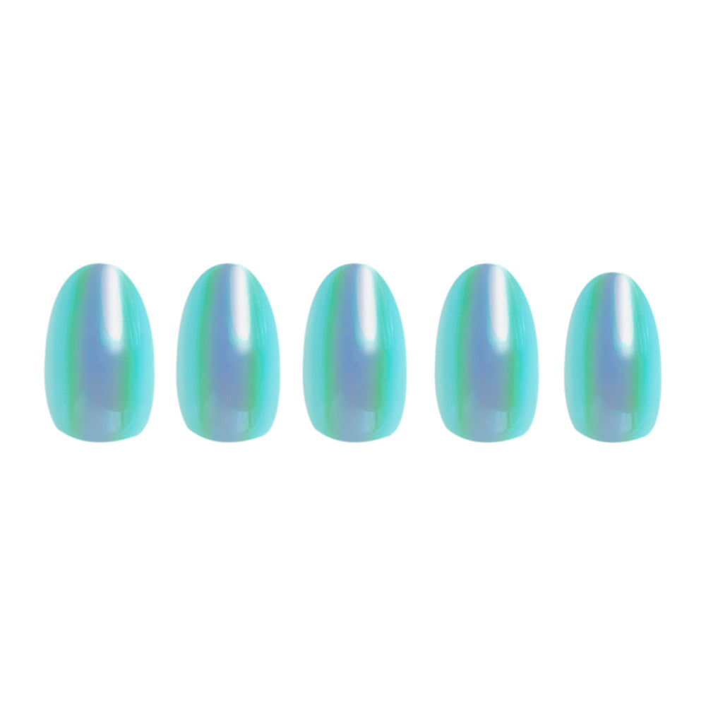 Siren press-on nails close-up texture detail - pearl-shift finish, US shipping