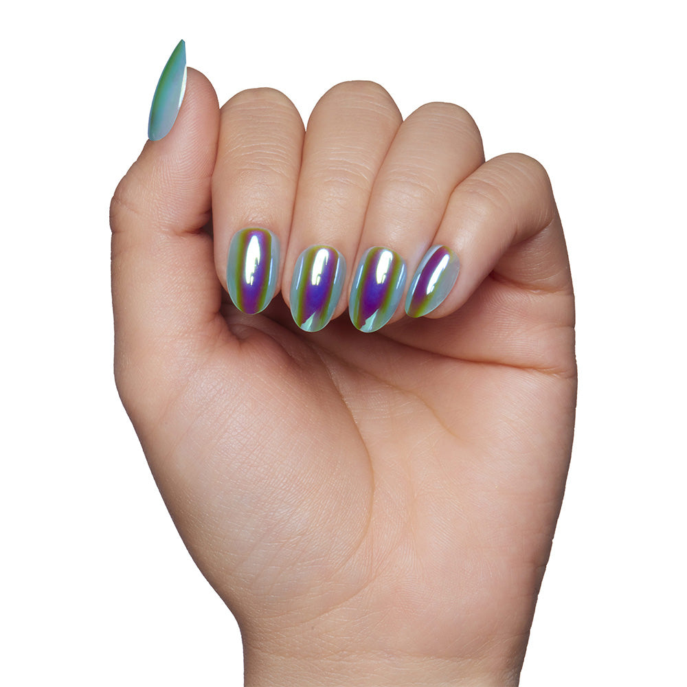 Siren press-on nail set - XS to L sizing, pearl-shift design