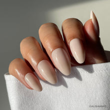 Ballet Pink floral press-on nails - almond shape, front view