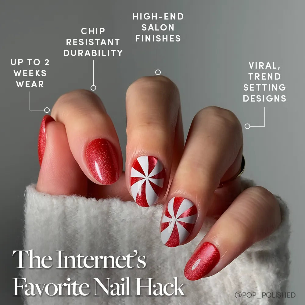 Candy Crush press-on nails close-up texture detail - cat-eye velvet finish, US shipping