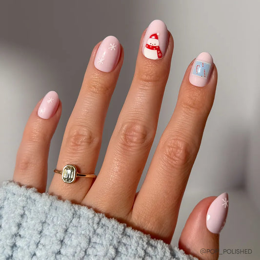 Cocoa & Kisses soft neutral press-on nails - oval shape, front view