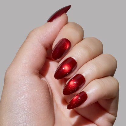 Frosted Cranberry press-on nail set - XS to L sizing, jelly glaze design