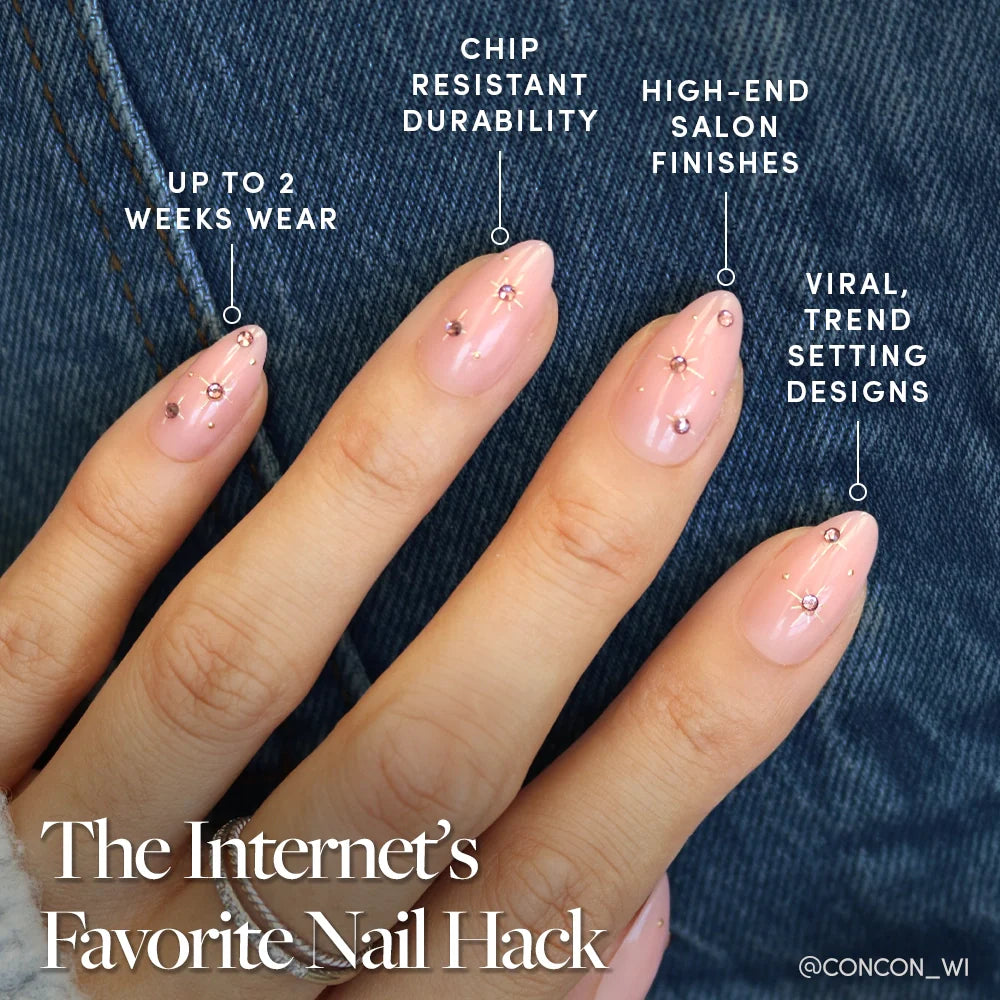 Pink Comet press-on nail set - XS to L sizing, 3d sculptural design