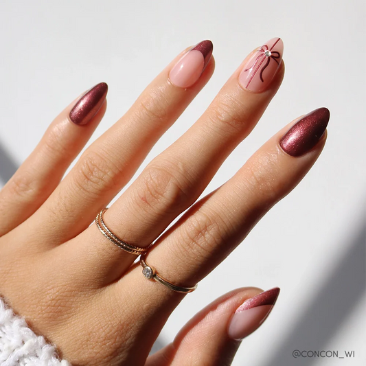 She's A Gift 3d sculptural press-on nails - almond shape, front view