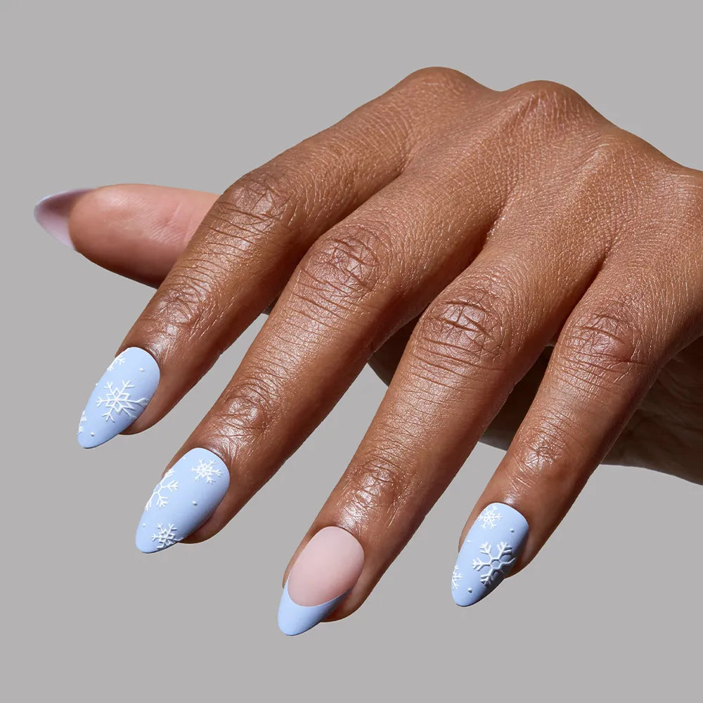 Snow Bunny press-on nails close-up texture detail - milky cloud dancer finish, US shipping