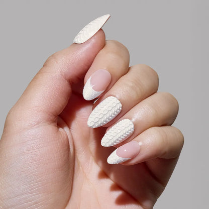 Sweater Weather press-on nail set - XS to L sizing, 3d sculptural design