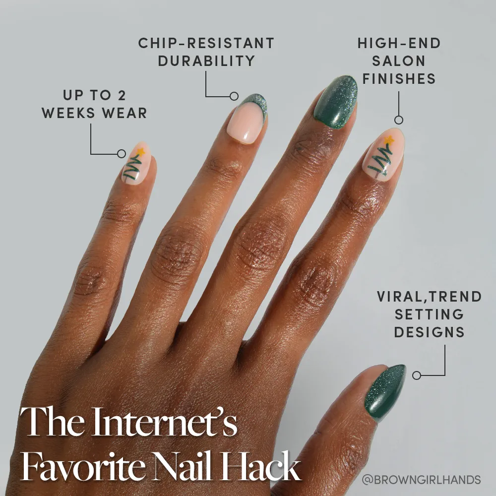 Velvet Pine press-on nails close-up texture detail - cat-eye velvet finish, US shipping