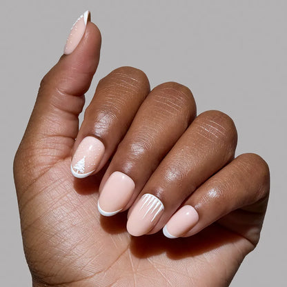 Winter's Tale press-on nail set - XS to L sizing, milky cloud dancer design