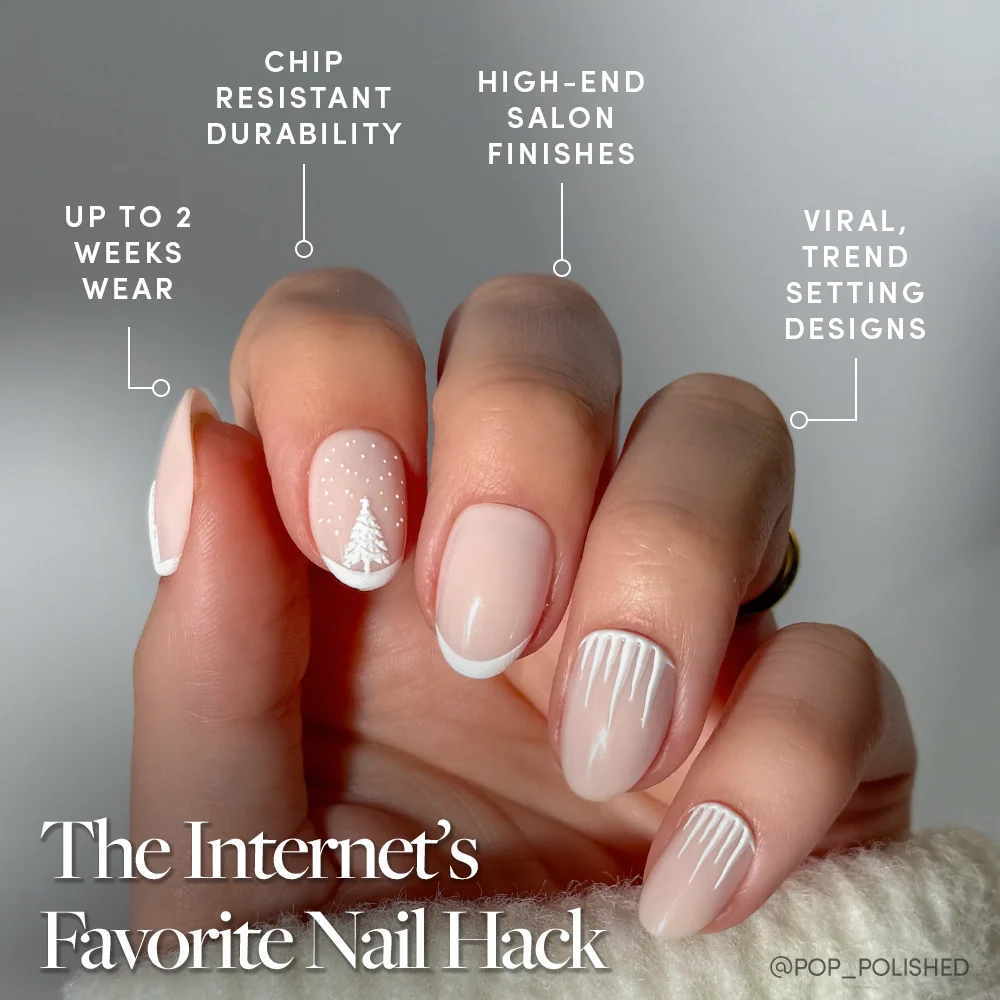 Winter's Tale press-on nails close-up texture detail - milky cloud dancer finish, US shipping