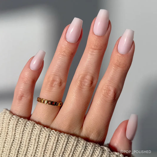 Blush Dream milky cloud dancer press-on nails - coffin/ballerina shape, front view