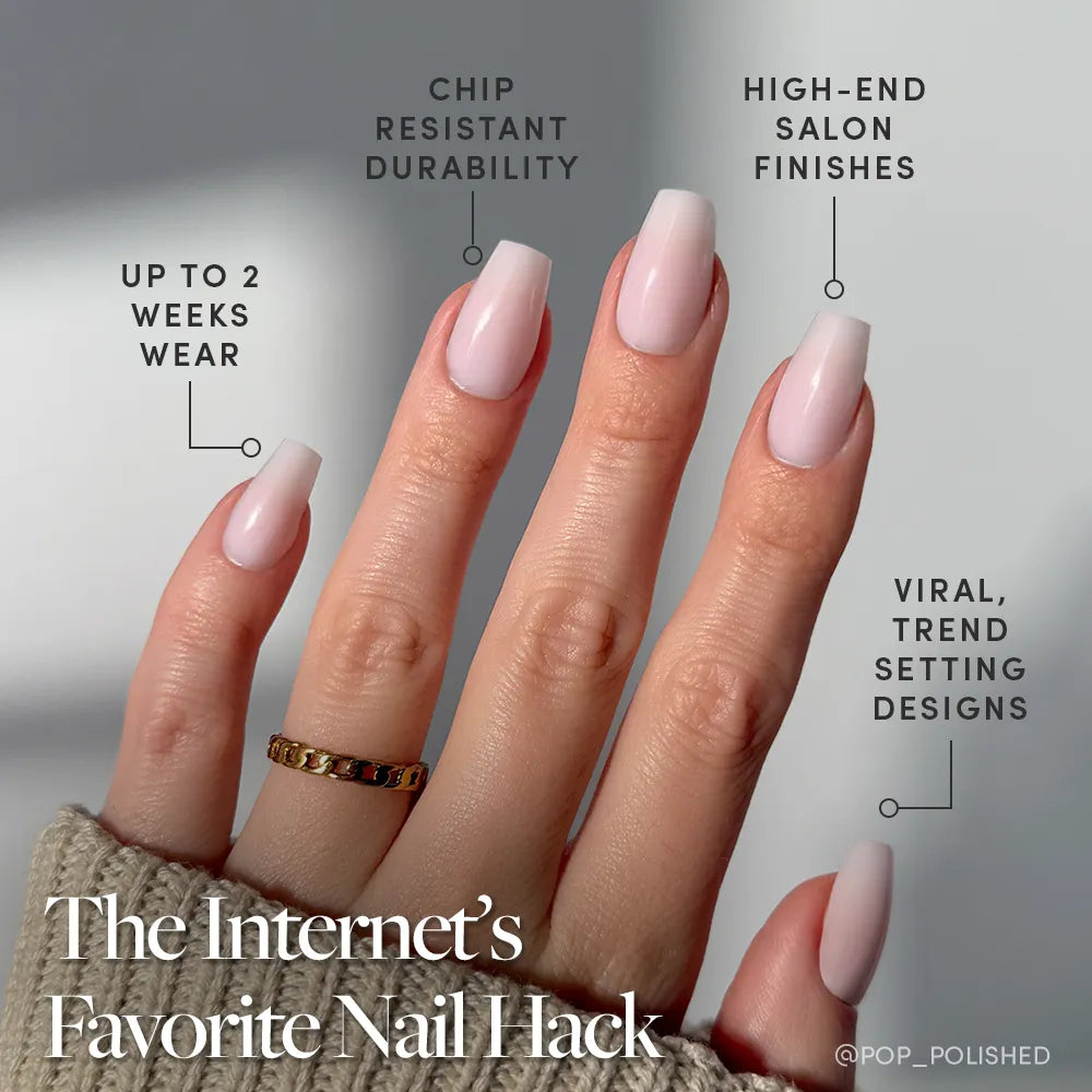 Blush Dream press-on nail set - XS to L sizing, milky cloud dancer design