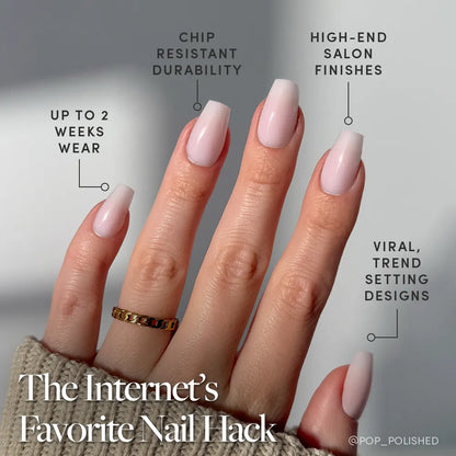 Blush Dream press-on nail set - XS to L sizing, milky cloud dancer design