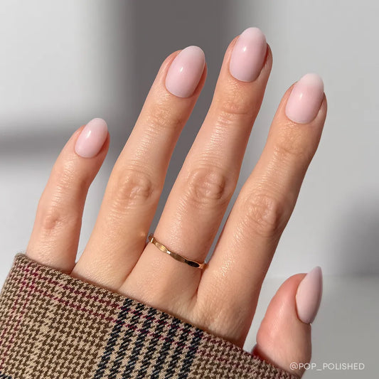 Doll Cheeks milky cloud dancer press-on nails - oval shape, front view