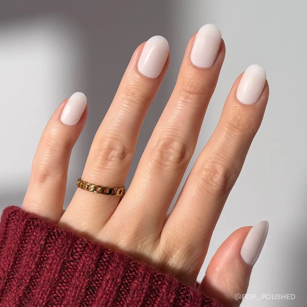 Milk Bath milky cloud dancer press-on nails - round shape, front view