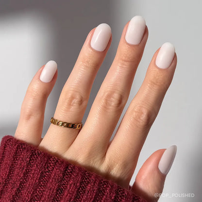 Milk Bath milky cloud dancer press-on nails - round shape, front view