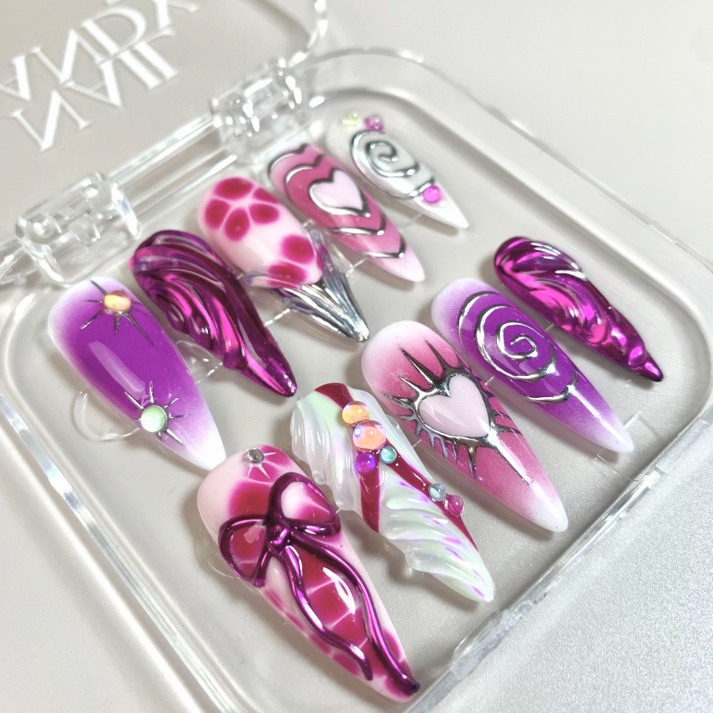 Cyber Dream press-on nails on hand - lifestyle photo, ombre gradient finish