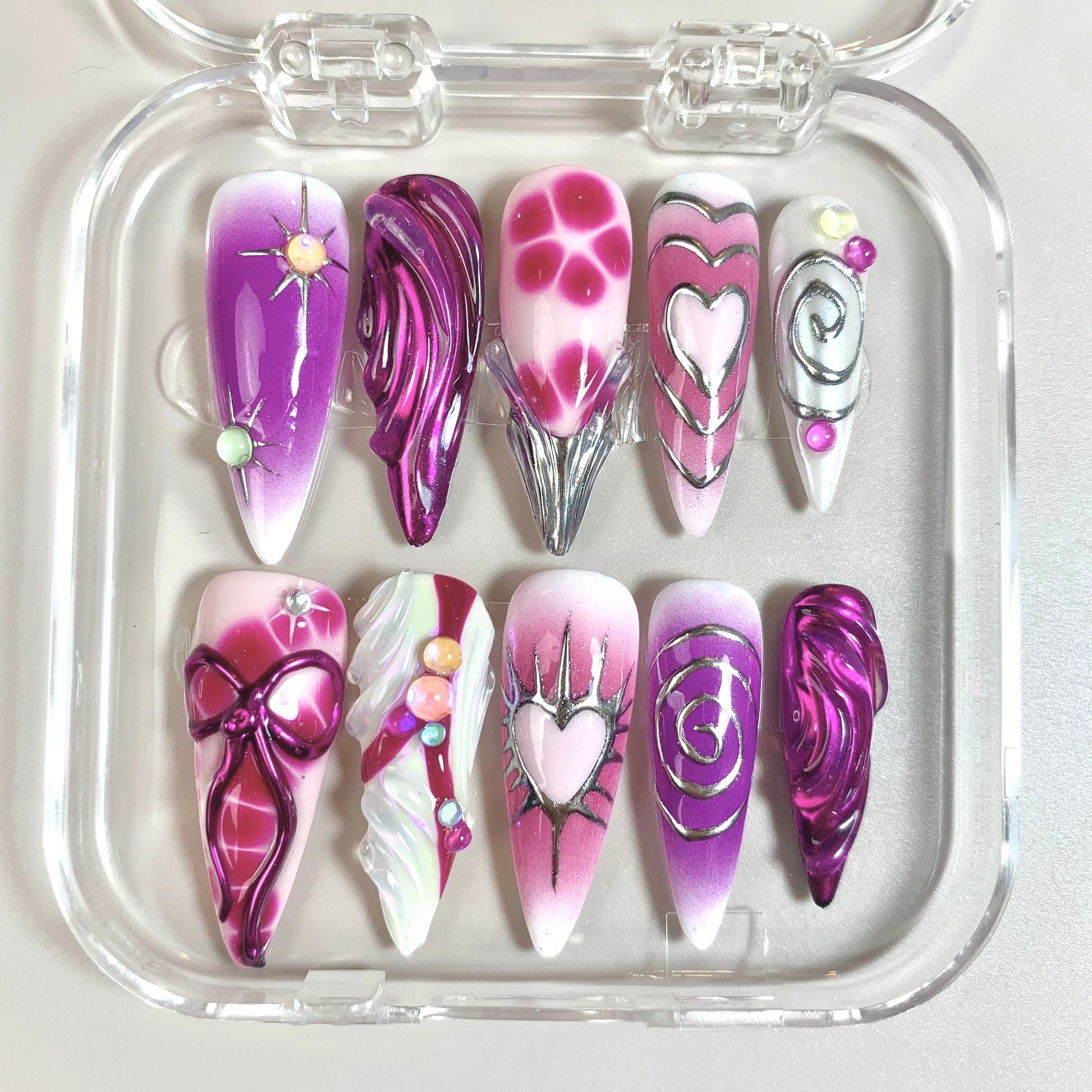 Cyber Dream press-on nail set - XS to L sizing, ombre gradient design
