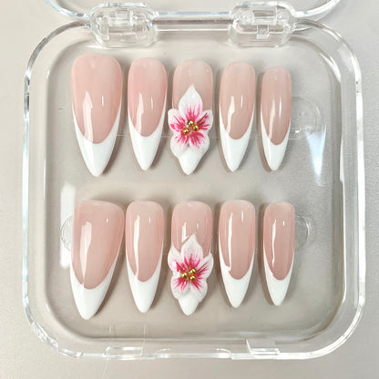 French Blossom press-on nails - image 6 of 9, milky cloud dancer almond