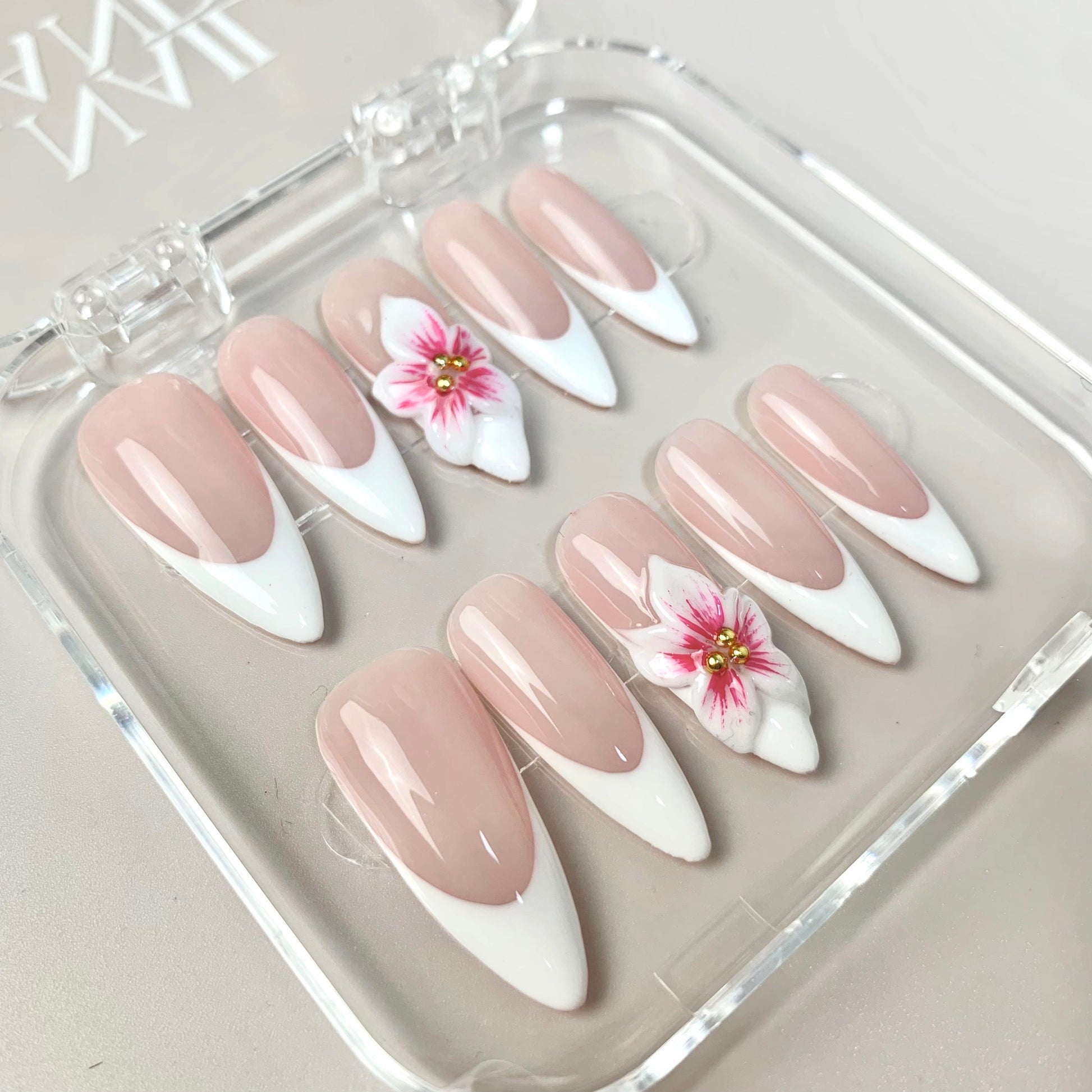 French Blossom press-on nails - image 5 of 9, milky cloud dancer almond