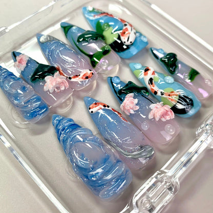 Lotus Drift press-on nails - image 5 of 8, 3d sculptural almond