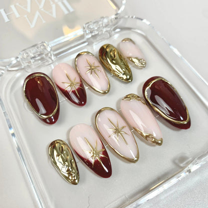 Golden Hour press-on nails on hand - lifestyle photo, ombre gradient finish