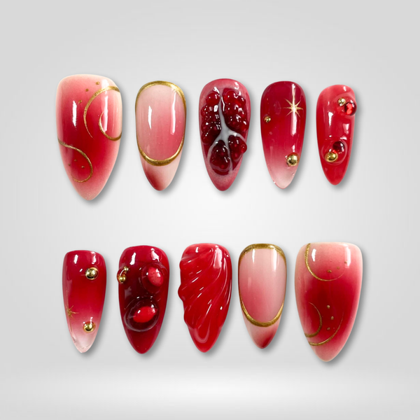 Ruby Kiss | 3D Sculptural Almond Press-Ons press-on nail set