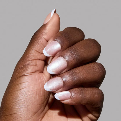 Angelic Touch press-on nail set - XS to L sizing, cat-eye velvet design