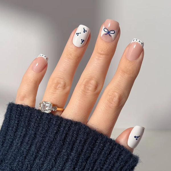 Blue A Kiss | French Tip Square Press-Ons press-on nail set