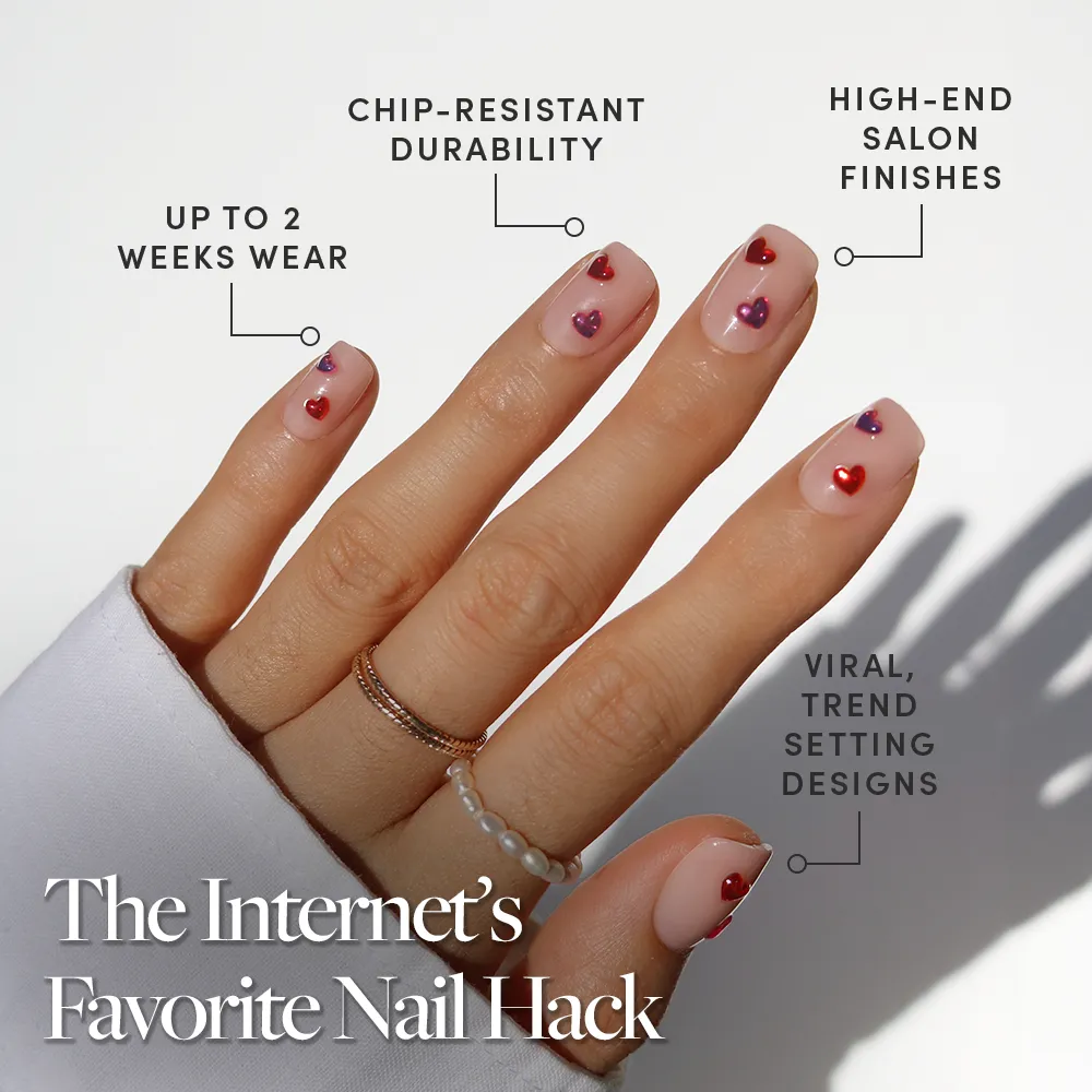 Dear Lover press-on nails close-up texture detail - 3d sculptural finish, US shipping