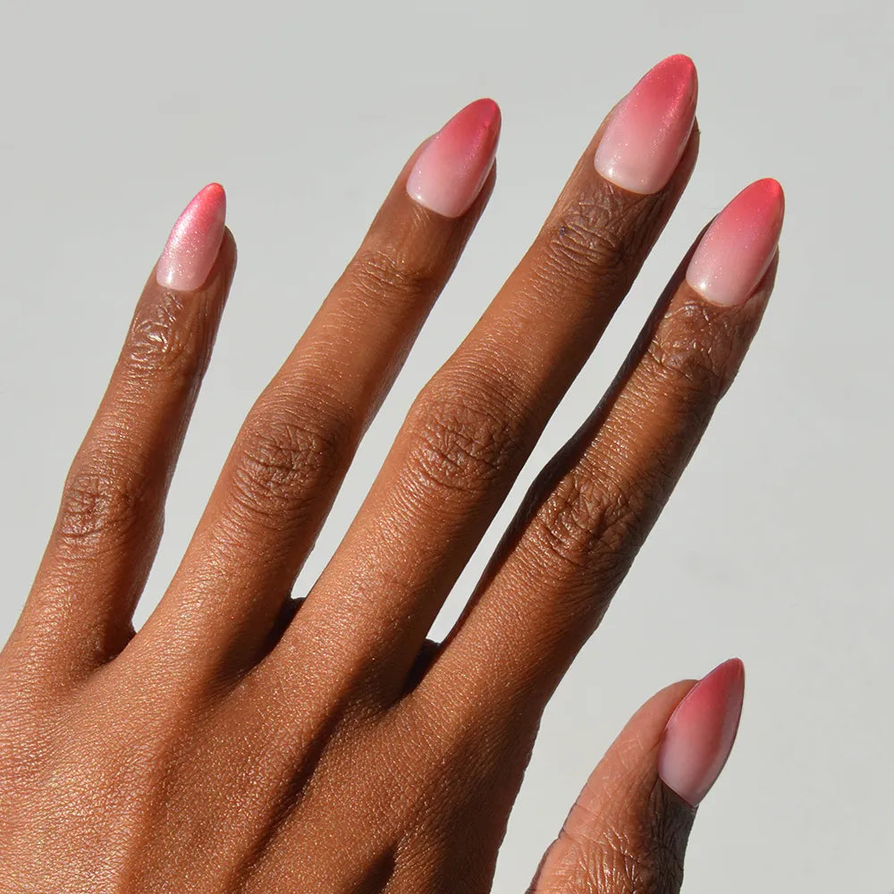 Faded Feelings cat-eye velvet press-on nails - almond shape, front view