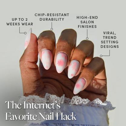 Fleur Amour press-on nails close-up texture detail - floral finish, US shipping