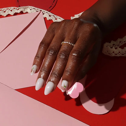 Floral Glow press-on nails - image 5 of 8, milky cloud dancer almond