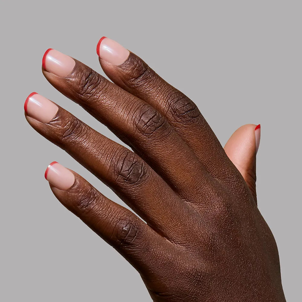 Hotline Red press-on nail set - XS to L sizing, dipped french design