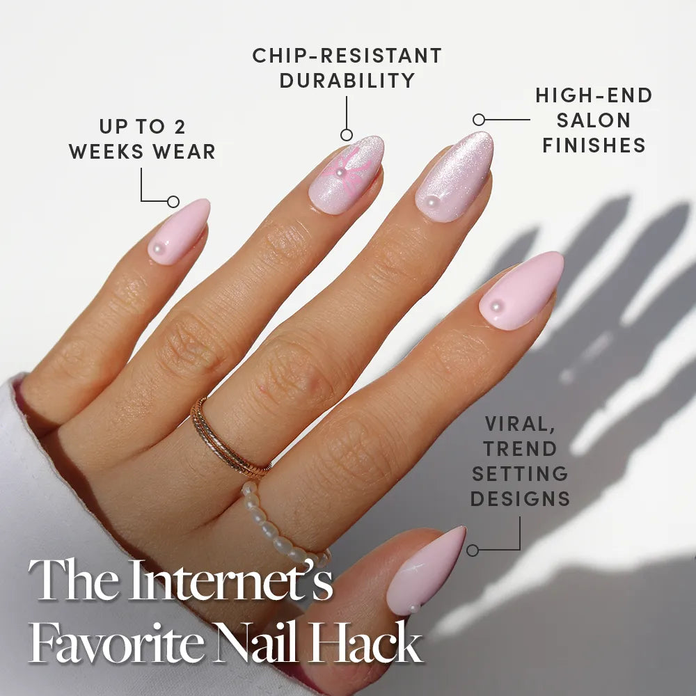 Love Knot press-on nail set - XS to L sizing, cat-eye velvet design