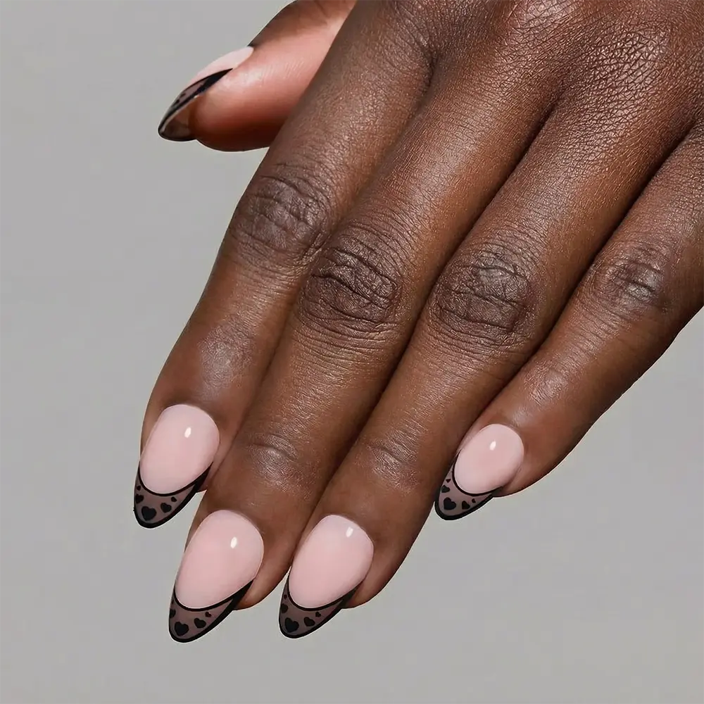 Love Noir press-on nail set - XS to L sizing, french tip design