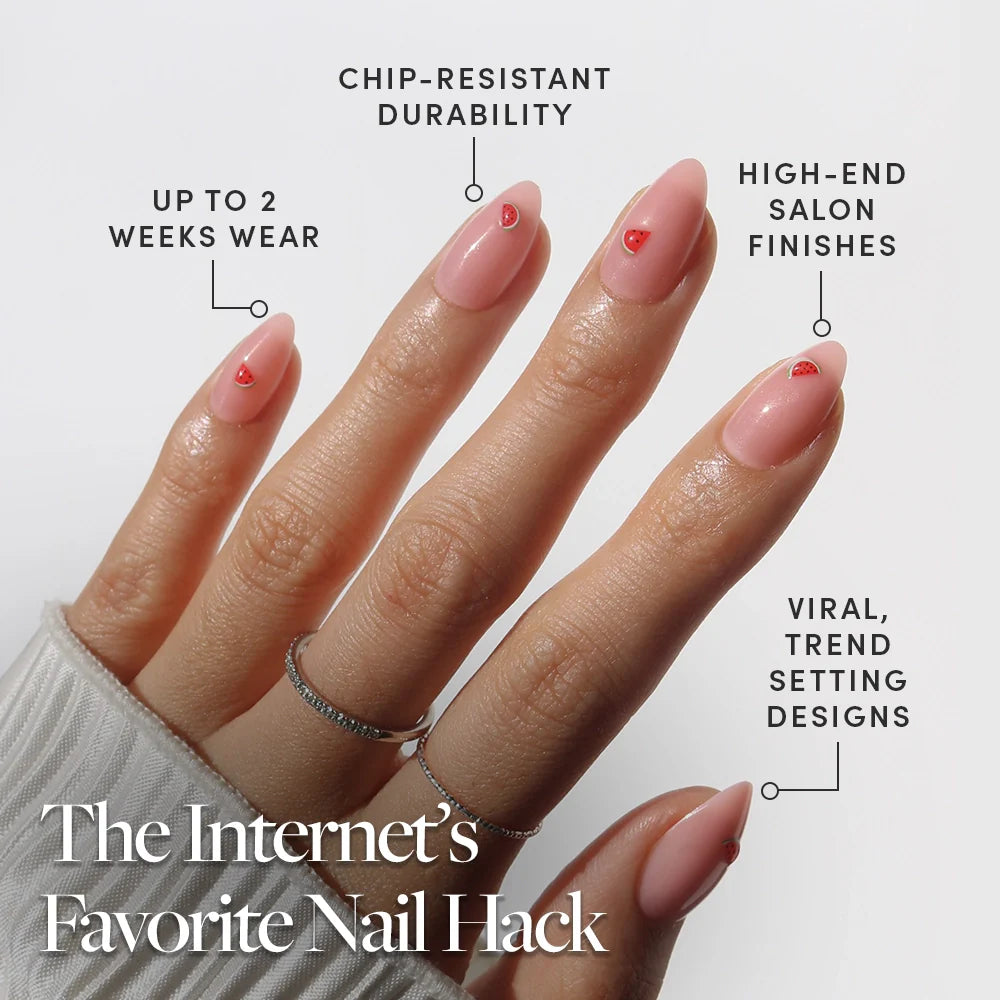 Juicy Slice press-on nail set - XS to L sizing, jelly glaze design