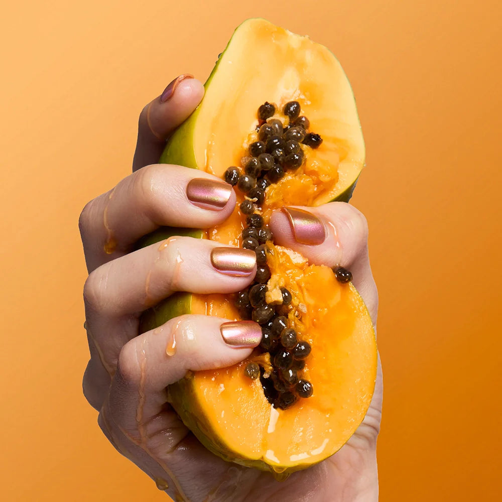 Papaya Chrome press-on nails - image 5 of 8, cat-eye velvet square