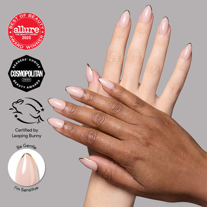 Gold Standard press-on nails on hand - lifestyle photo, french tip finish