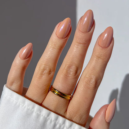 Los Angeles jelly glaze press-on nails - almond shape, front view
