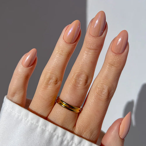 Los Angeles jelly glaze press-on nails - almond shape, front view