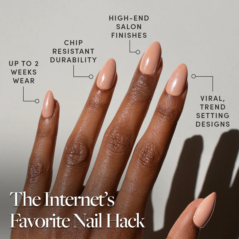 Los Angeles press-on nails on hand - lifestyle photo, jelly glaze finish