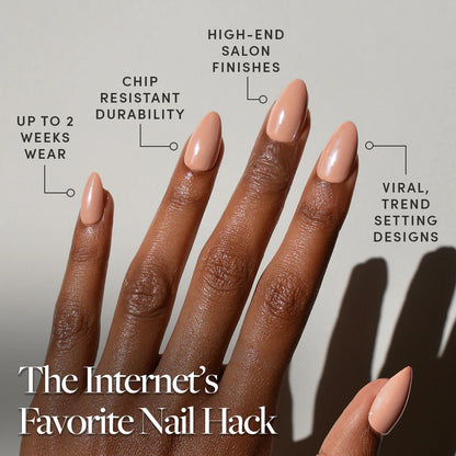 Los Angeles press-on nails on hand - lifestyle photo, jelly glaze finish