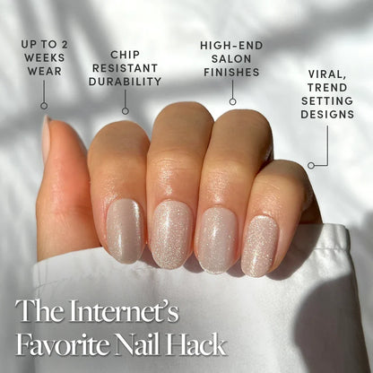 Pure Intentions press-on nails on hand - lifestyle photo, cat-eye velvet finish
